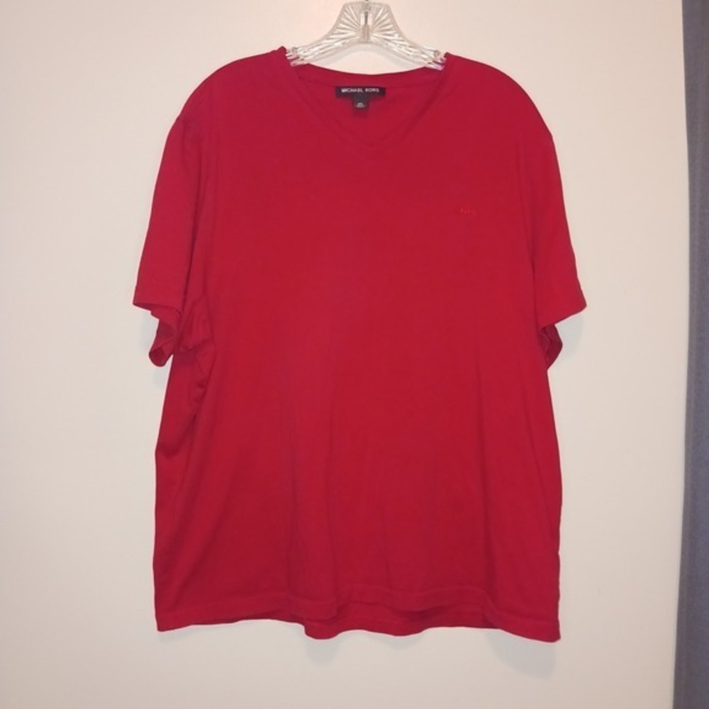 Michael Kors XXL Mens Red V-Neck Short Sleeve T-Shirt Casual Top